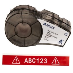 Brady Labels M21-500-595-RD 12.7x6.4m, Black on Red, Self-Adhesive, Box of 6.4 m