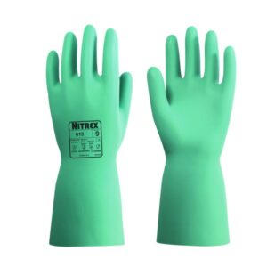 Chemical protective gloves Nitrex 613 M (8) nitrile, green, inside flocked, pack of 10 pair
