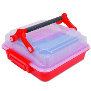 Heathrow Scientific DuraporterXL High Capacity Sample Transport Tote (Including Multitube Insert) - Clear/Red