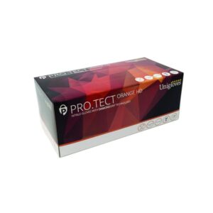 Unigloves Nitrile Gloves Protect Orange Size XL (910), Orange, Powder-Free, Diamond Grip, Pack of 100