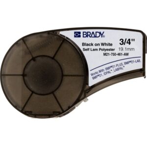 Brady High-Performance Labels White Polyester B-461 M21 750, 46119.05 mm x 6.4 m Roll