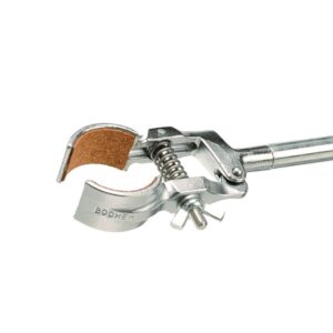 BOCHEM Retort Clamp 150x12mm, Round Jaws with Cork, Range 60mm, Annealed Cast Iron Electroplated