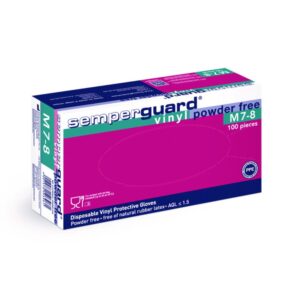 Semperit Semperguard Vinyl Transparent Powder-Free Gloves, Size M (7–8), Pack of 100