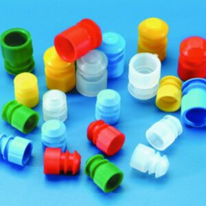 Kartell Caps for Test Tubes, 11–13 mm, Red, PE, Pack of 100