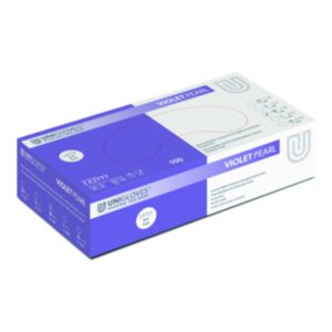 Unigloves Nitrile Gloves Violet Pearl Size S Powder Free, Non Sterile, Rolling Edges, Micro-Roughened Finger Tips, Pack of 100