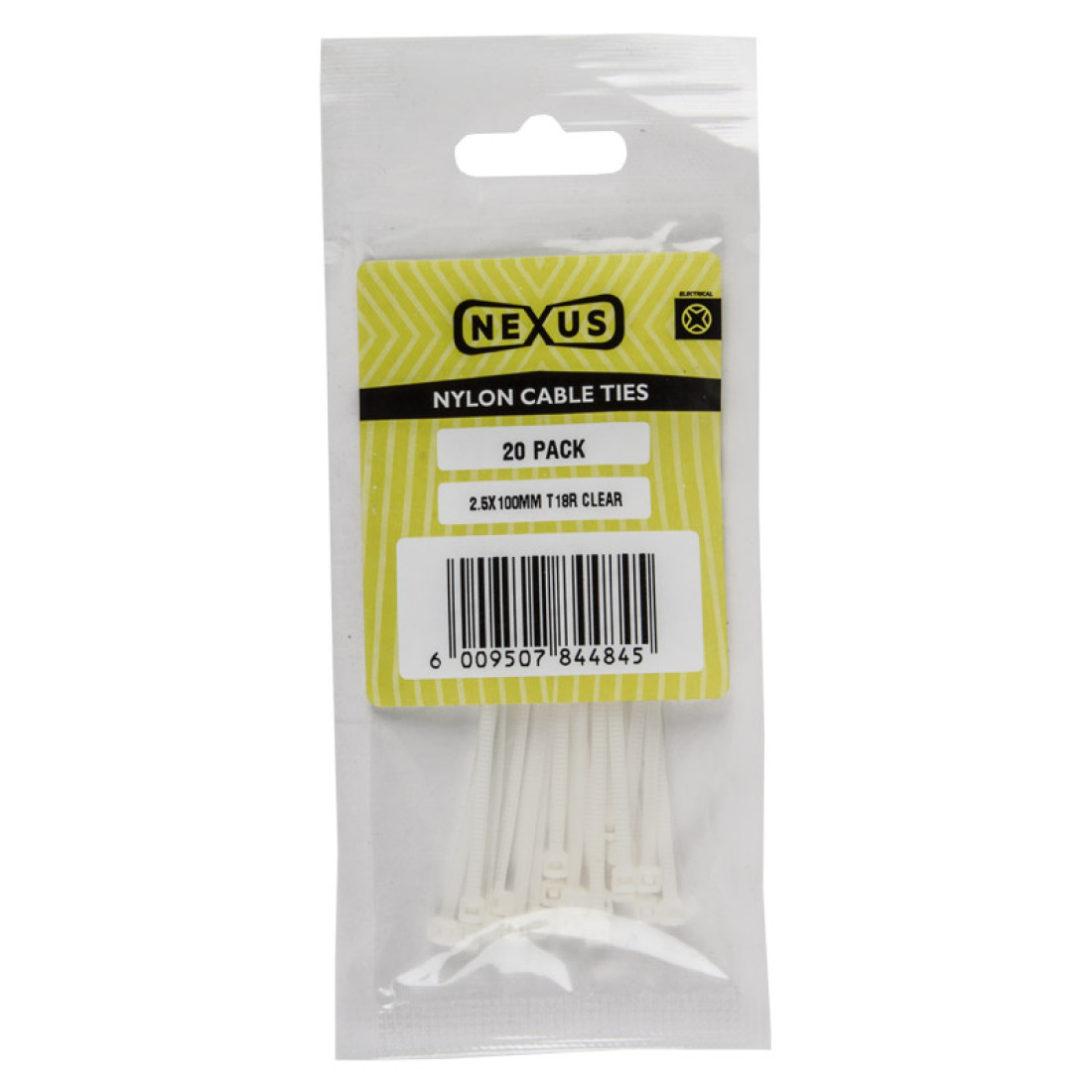Nexus Cable Ties T30R 3.6Mmx150Mm White 100 Pack